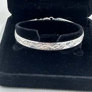 Milor Italy 925 Sterling Silver Engraved Herringbone Bracelet